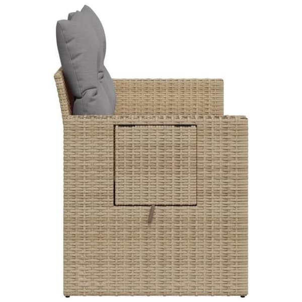 Maison Exclusive - Trädgårdsoffa med kuddar 2 platser beige flätad resin