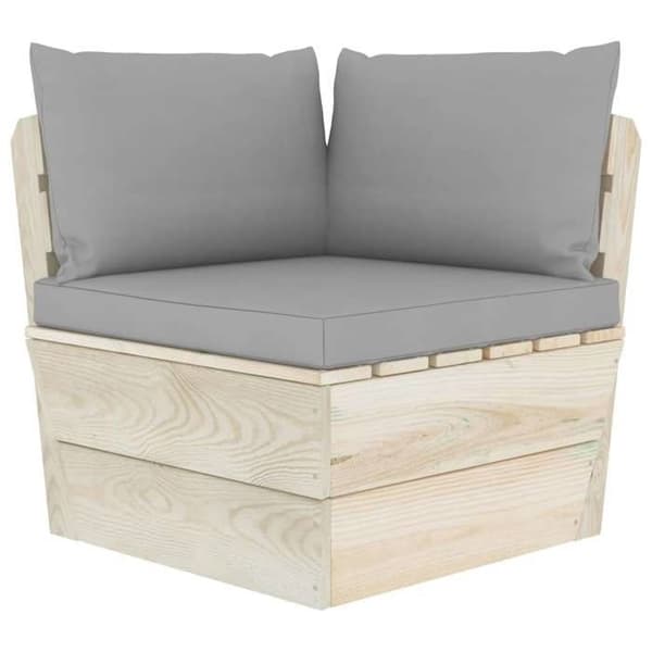 Sofa palette 2 pladser - MAISON EXCLUSIVE - Imprægneret fyr - Polyester puder - Tykt polstring - Grå