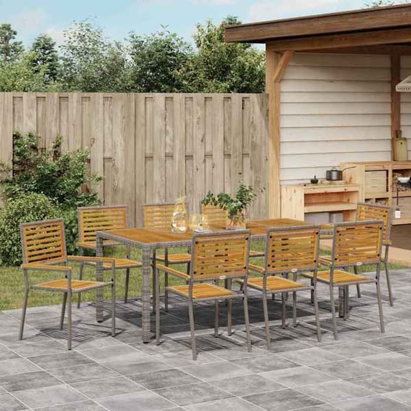 Maison Exclusive - 9 pc spisebordssæt til haven i grå og brun Grå och brun