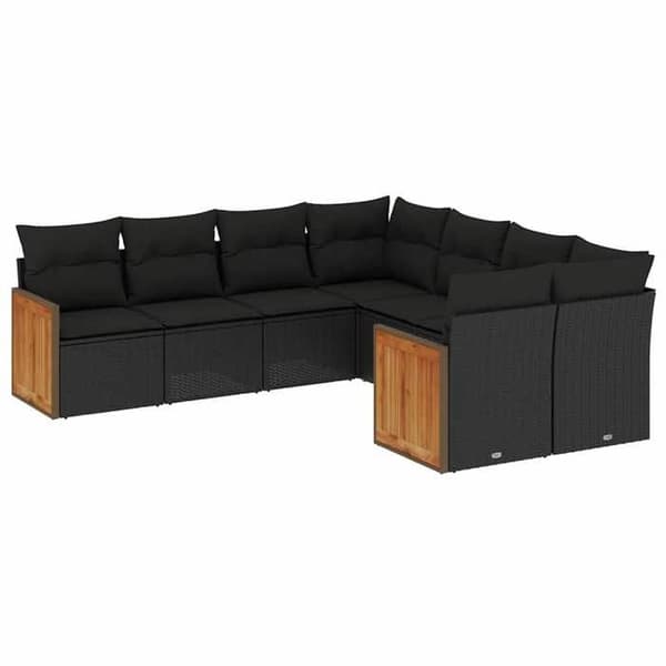 Maison Exclusive - Trädgårdsmöbler 8 delar med svarta kuddar i flätad resin