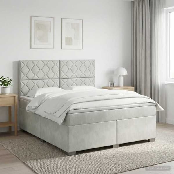 Maison Exclusive - Boxspring säng med madrass Ljusgrå 140 x 200 cm Sammet Ljusgrått