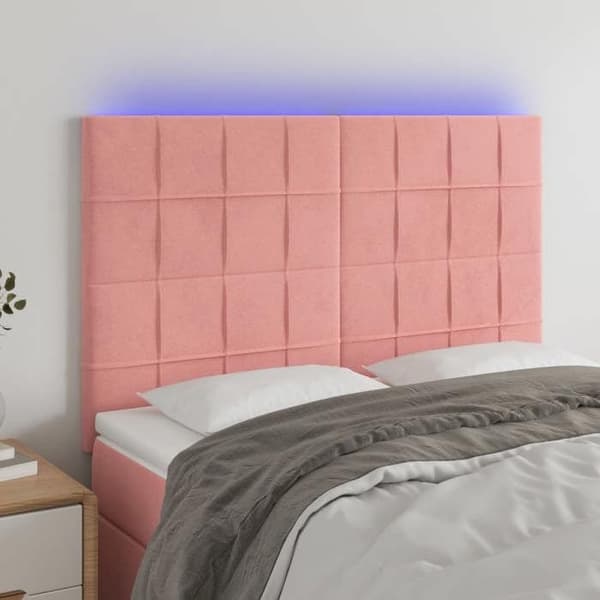 Maison Exclusive - LED-päätyruutu Vaaleanpunainen 144x5x118/128 cm Sametti rosa