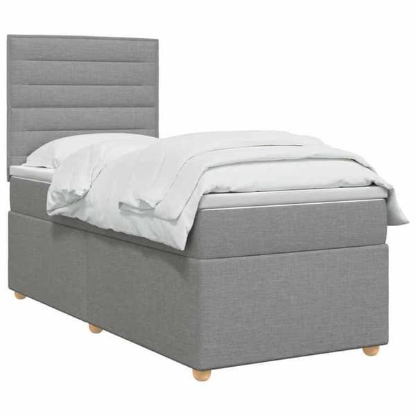 Sengestel med madras - EKSKLUSIV HUS - Boxspring seng med madras - Lys grå - 100x200 cm - Justerbar hovedgærde Ljusgrått