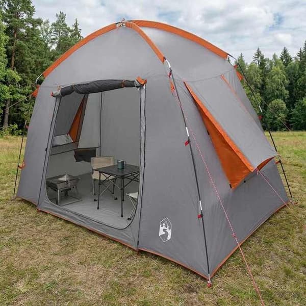 Maison Exclusive - Tältstuga Grå och orange 210 x 210 x 138 cm Polyester