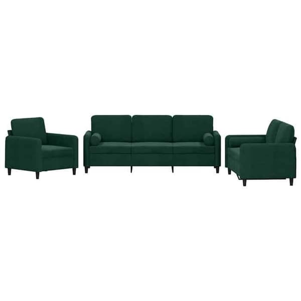 Maison Exclusive - Sæt af 3 sofaer med mørkegrønne velourpuder