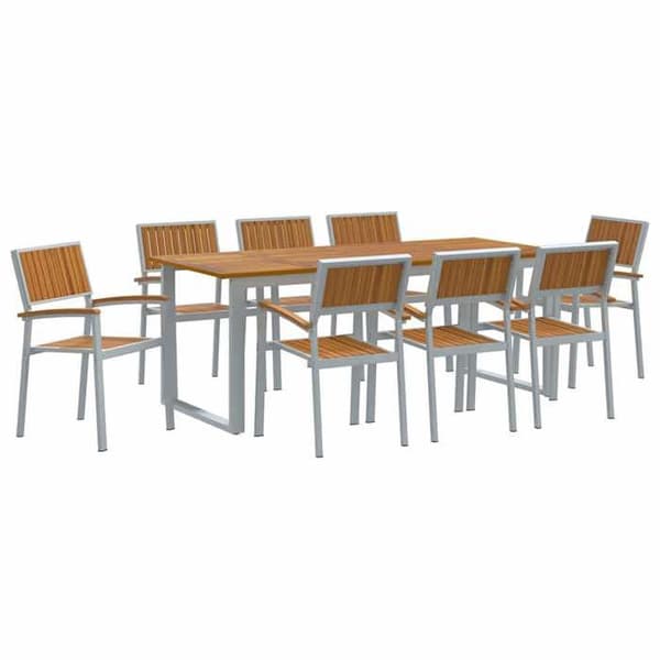 Maison Exclusive - 9 osan ruokailuryhmä puutarhaan Harmaa