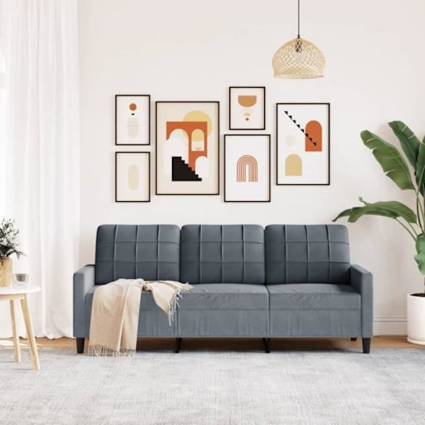 3-personers sofa Mørkegrå 180 cm Velvet80 [cm] Grå