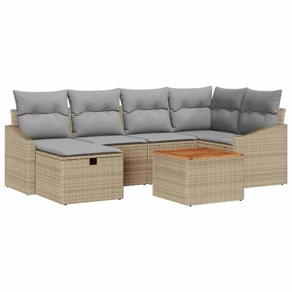 Trädgårdsmöbelset - EXKLUSIV HEM - Set 7 delar - Beige - Polyrotin - Modulär beige