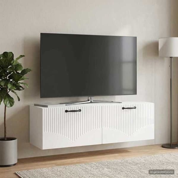 Maison Exclusive - Väggmonterad TV-möbel Väggmontering Vit glansig 98 x 31 x 30 cm