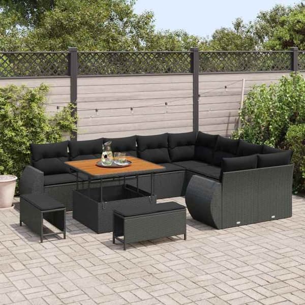 Maison Exclusive - 12 hengen puutarhakalustesarja 12 pc Musta