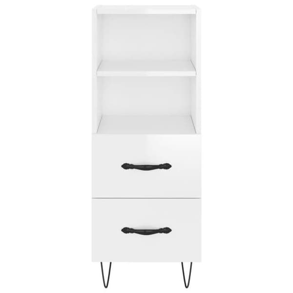 Maison Exclusive - Hvid glans buffet 34,5x34x90 cm Ingeniørtræ Vit