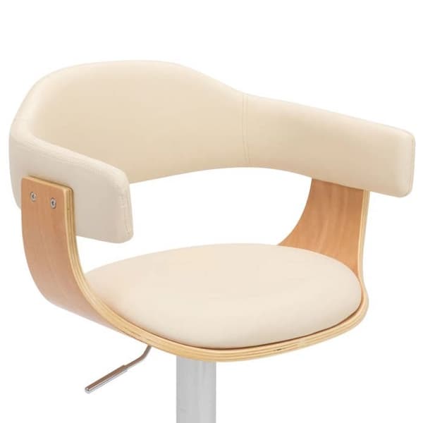 Maison Exclusive - Barstolar set om 2 krämfärgad böjd trä och konstläder grädde