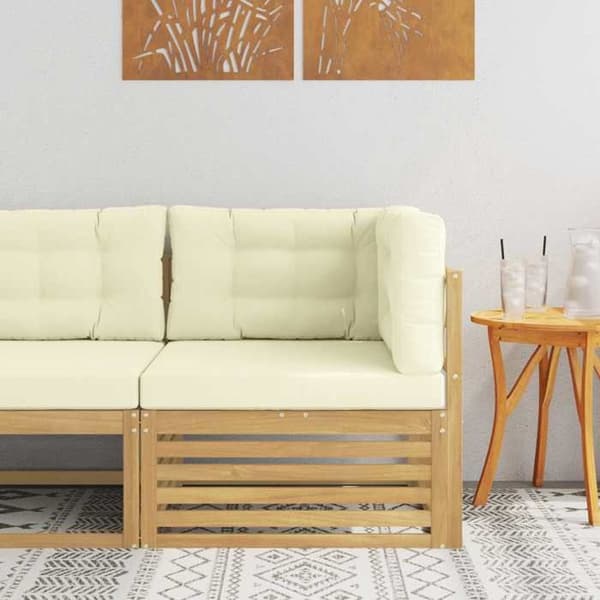 Maison Exclusive - U-formet udendørs sofa i massiv hvid akacietræ Vit