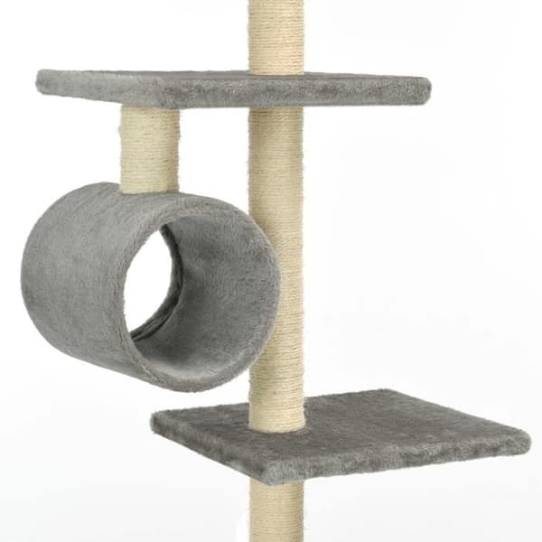 Kattträd - Exklusivt hus - 260 cm - Sisal klösträningar - Grå grå