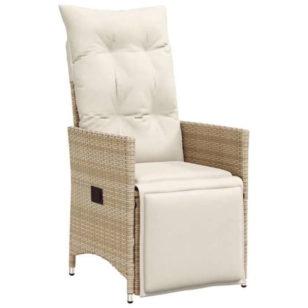 Maison Exclusive - 9-delars trädgårdsbistro-set med beige kuddar i polyrotting