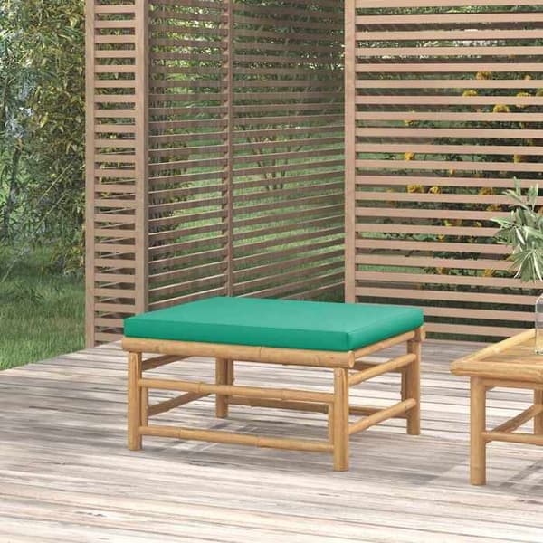 Maison Exclusive - Trädgårdsfotpall med grön bambukudde Bambu grön