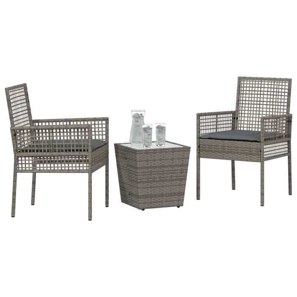 Maison Exclusive - Bistro trädgårdsmöbelset 3 pc Grå polyrotin