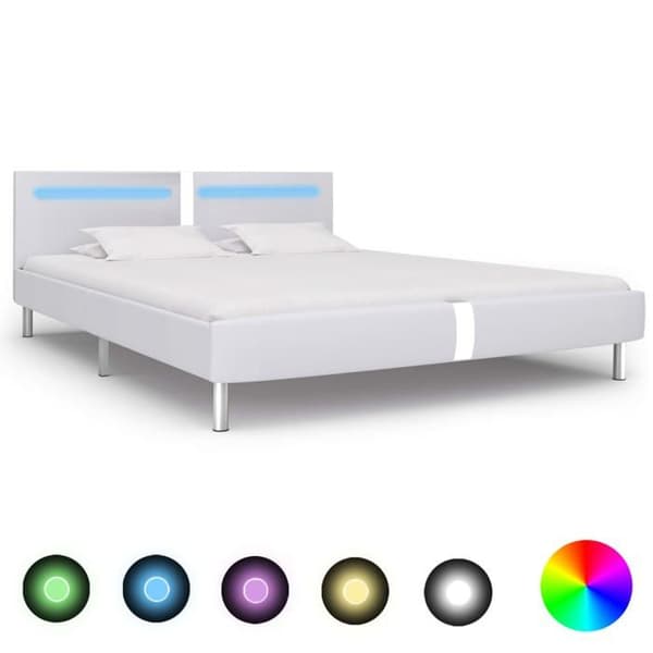 Sengestel - Eksklusiv Hus - Multifarvet LED - Hvid - 180x200 cm Vit