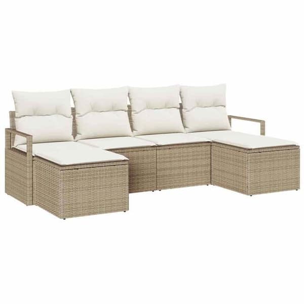 Maison Exclusive - 6 osan sohvasetti beige ja kerma polyrottinki