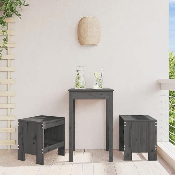 Maison Exclusive - Trädgårdsstolar set om 2 grå 40x36x45 cm massiv furu grå