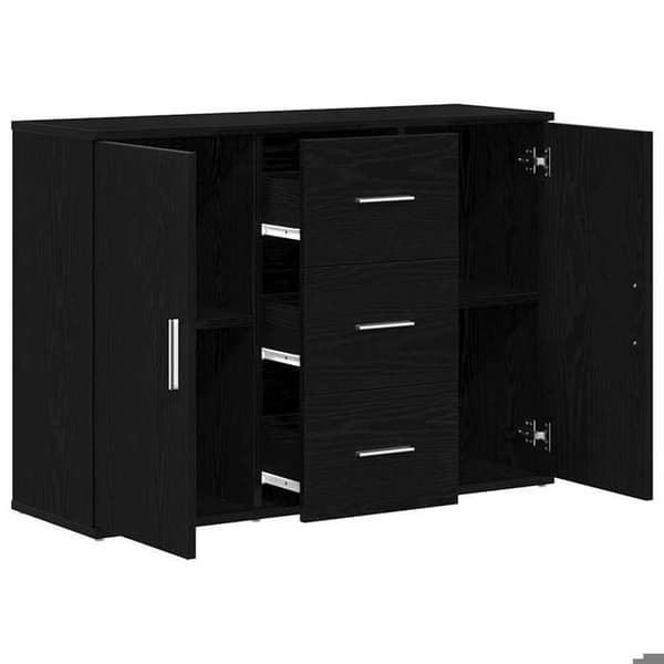 Maison Exclusive - Buffet i sort egetræ 91x29,5x65 cm i ingeniørtræ