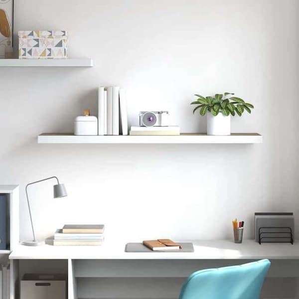 Maison Exclusive - Væghængt hylde i egetræ og hvid 120x23,5x3,8 cm MDF