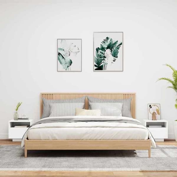 Maison Exclusive - Natborde med LED-lys 2 stk hvid 40x39x37 cm Vit
