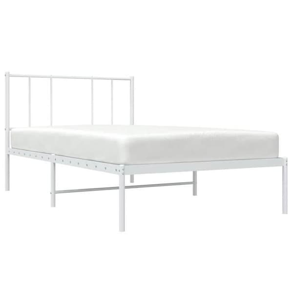 Sengestel - EKSKLUSIV HUS - 75 x 190 cm - Hvid - Pulverlakeret stål - Lamelseng & opbevaring Vit