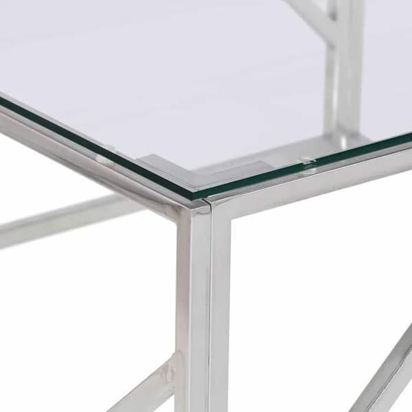 Bord - EKSKLUSIV HUS - 80 cm - Rustfrit stål - Tempereret glasplade - Sølvfarvet Silver