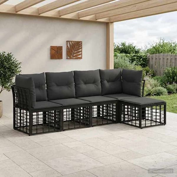 Maison Exclusive - Sæt af udendørs sofaer Sort Polyester
