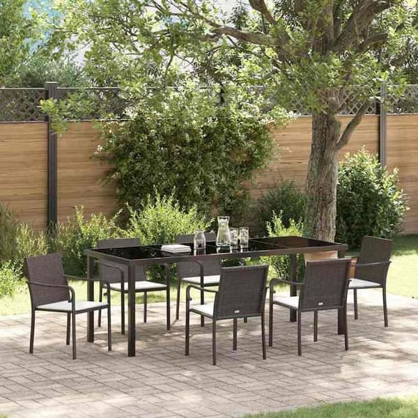 Maison Exclusive - 7 pc Spisestue Sæt til Have Brun og Sort Brun och Svart