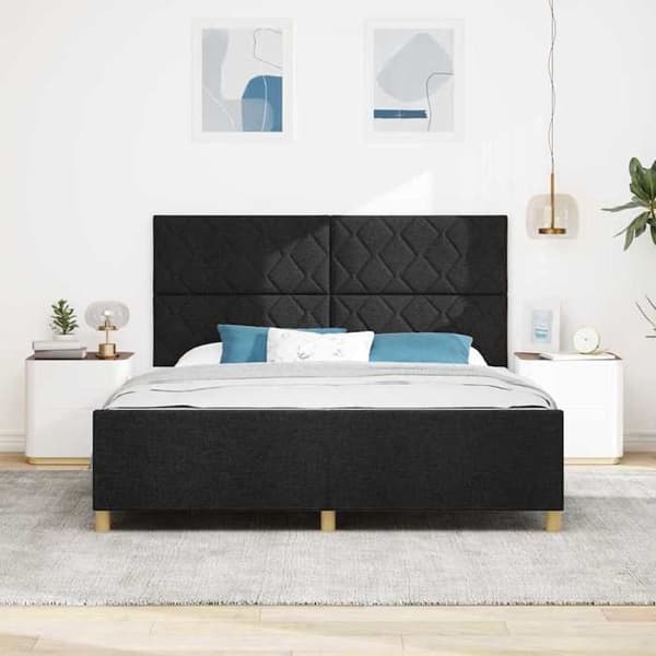 Maison Exclusive - Sengestel med hovedgærde Sort 180 x 200 cm stof
