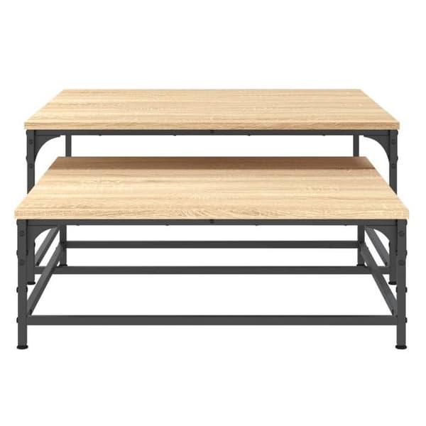 Sammenklappelige lav borde - MAISON EXCLUSIVE - 2 dele - Sonoma eg - Ingeniørtræ - Stabelbare