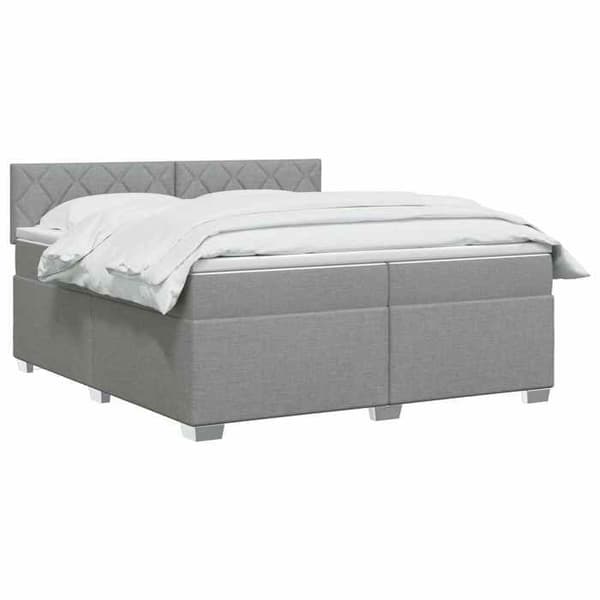 Maison Exclusive - Boxspring säng med madrass Ljusgrå 200 x 200 cm Tyg