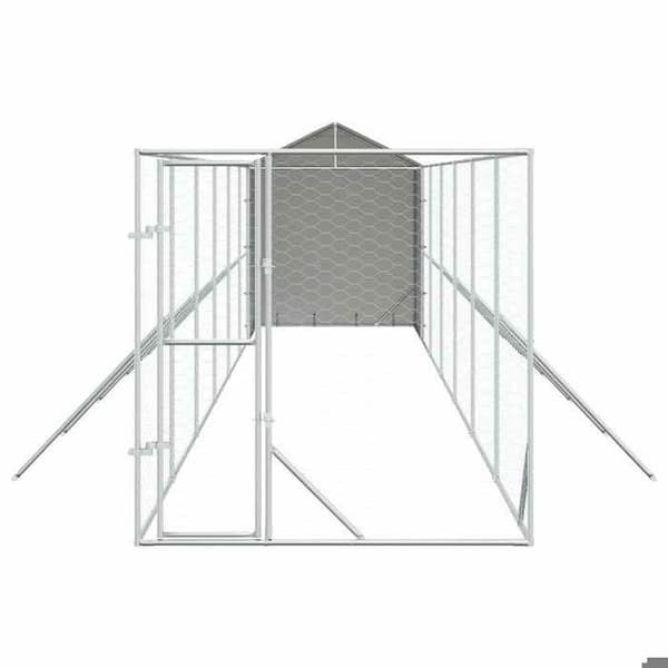 Maison Exclusive - Ulkoilma koirankoppi hopeakatolla 2x14x2,5 m