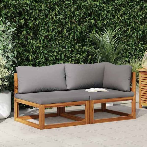 Sofa-sæt - MAISON EXCLUSIVE - 2 stk - Massiv akacietræ - Mørkegrå polstrede puder - Moduler til udendørs brug mörkgrå