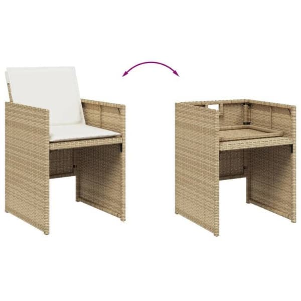 Maison Exclusive - Trädgårdsset med matbord och kuddar 11 delar beige polyrotting