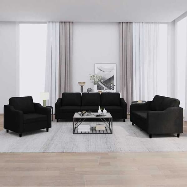 Maison Exclusive - Sæt af 3 sofaer med puder Sort Stof