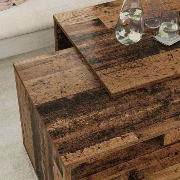 Sæt af lav borde - MAISON EXCLUSIVE - 90x48x40 cm - Ingeniørtræ - Sæt med 2 dele - Rektangulær
