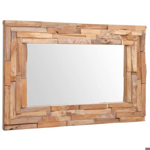 Maison Exclusive - Dekorativ spegel Teak 90x60 cm Rektangulär
