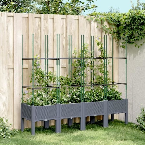 Grå Plantekasse med gråt espalier 160x40x142,5 cm PP Grå