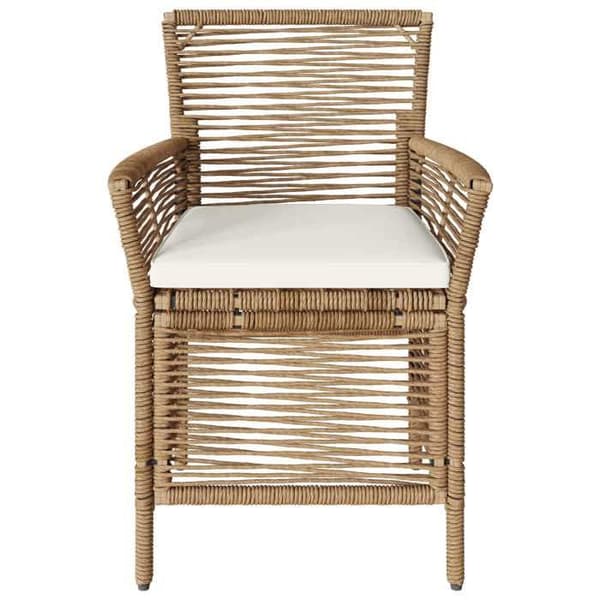 Udendørs stol (sæt af 2) - EKSKLUSIV HUS - Poly rattan - Beige og creme - Stålramme - Ventileret ryg Beige och kräm