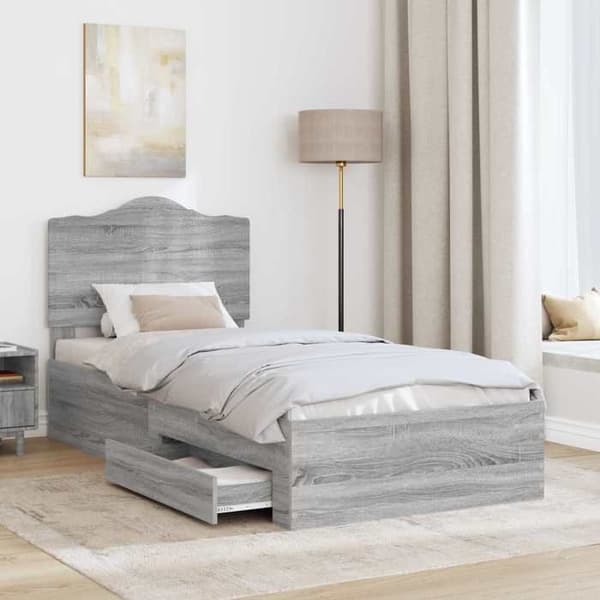 Maison Exclusive - Sängram Sonoma grå 90 x 200 cm Ingenjörsträ