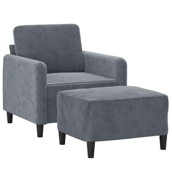 Maison Exclusive - Fåtölj med fotpall Mörkgrå 60 cm Sammet Mörkgrå