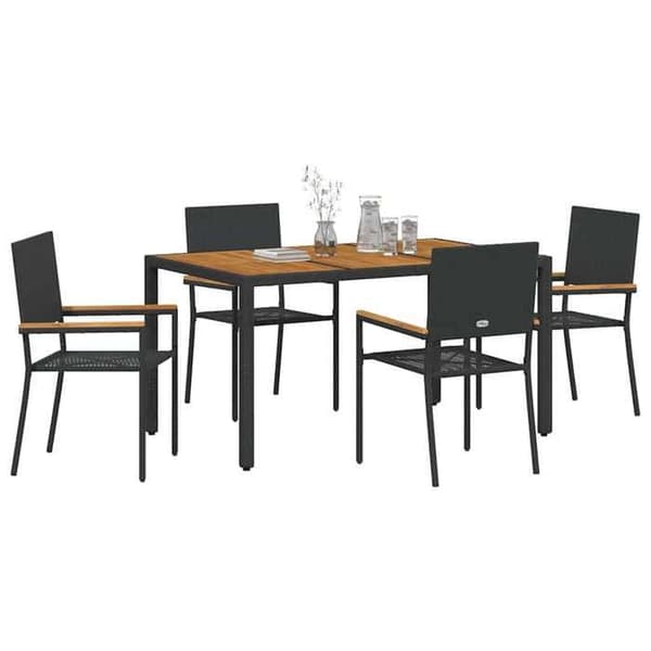 Maison Exclusive - 5 pc have spisebordssæt i sort polyrotin Svart