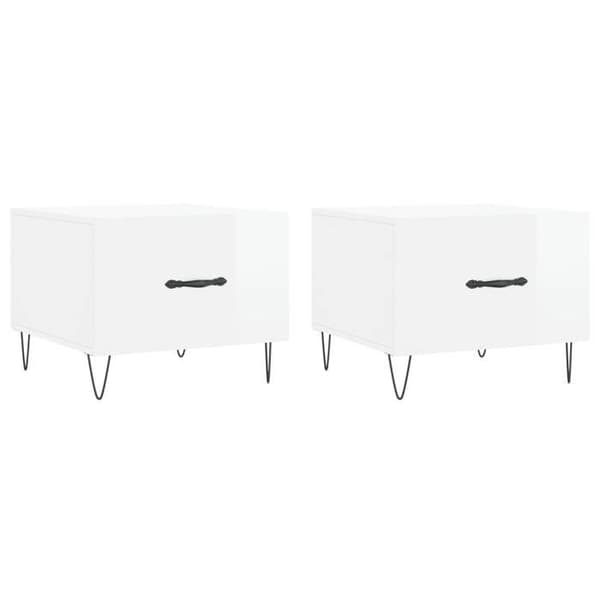 Maison Exclusive - 2 st soffbord vit glansig 50x50x40cm ingenjörsträ