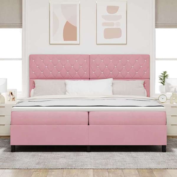 Maison Exclusive - Jousipatja ruusupäällysteellä 200 x 200 cm Sametti Ros