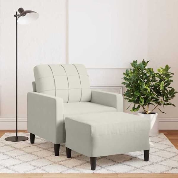 Maison Exclusive - Tuoli jalkatuella, Kermansävy, 60 cm Sametti