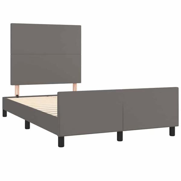 Sengestel - EKSKLUSIV HUS - 120x200 cm - Syntetisk læder - Grå - Justerbar hovedgærde grå