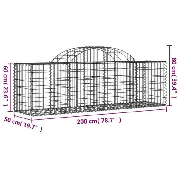 Maison Exclusive - Bågformade gabionkorgar 20 st 200x50x60/80 cm galvaniserat järn silver-
